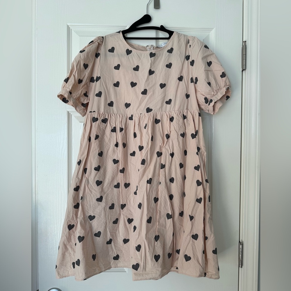 Cream and Black Ruffled Puff Sleeve Sundress